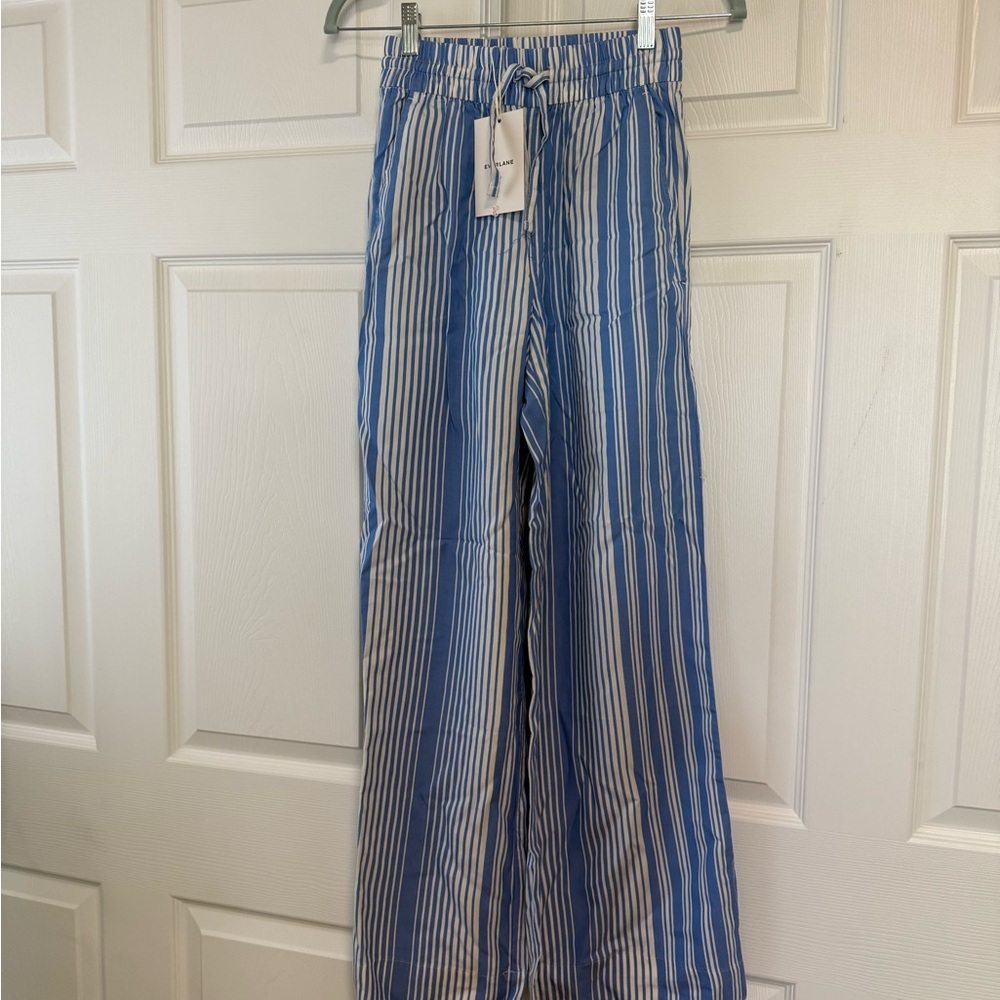 Everlane Blue and White Striped Trousers